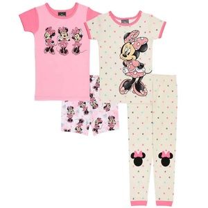 Disney Minnie Kids Youth Girls 4-piece Cotton PJ Set